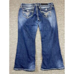 women’s Rock Revival Jeans 34 Roza Easy  Boot Cut Embellished